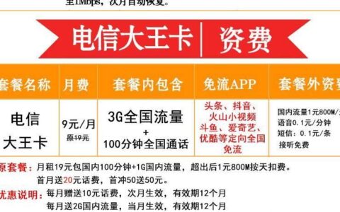 电信19元大王卡：流量通话双重福利，你还在等什么？