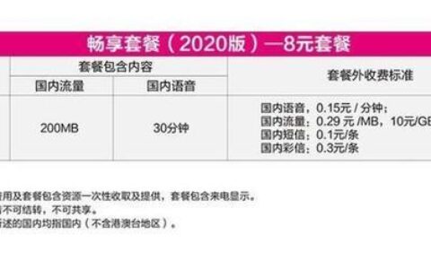 中国移动8元保号套餐详情