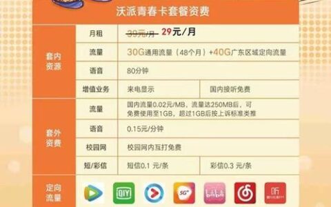39元动感地带潮玩套餐定向流量范围详解