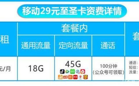 中国移动29元套餐介绍：流量充足，性价比高