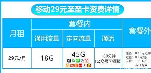 中国移动29元套餐介绍：流量充足，性价比高