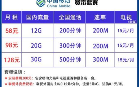 大理移动宽带套餐推荐，满足你不同需求