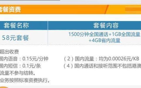 联通58套餐详情，流量、通话、短信全方位满足你的需求
