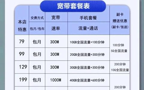 报装电信宽带一年多少钱？