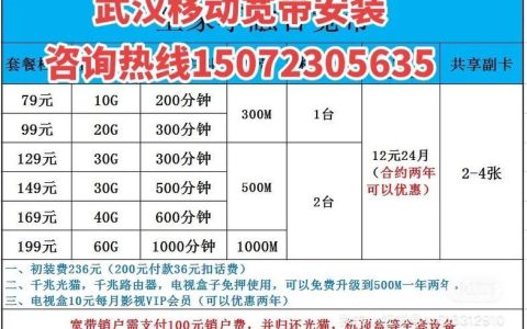 单移动宽带套餐：自在生活，无限连接