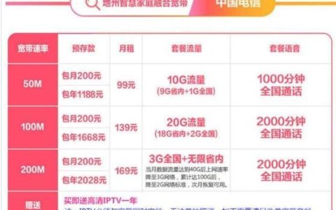 电信天翼宽带套餐：极速光纤，畅享生活