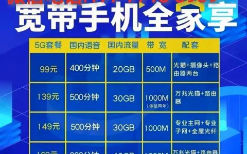 电信手机宽带套餐介绍