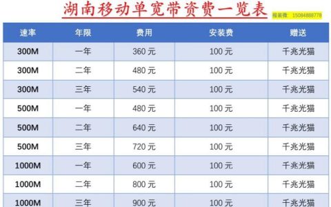 移动300M宽带一年多少钱？